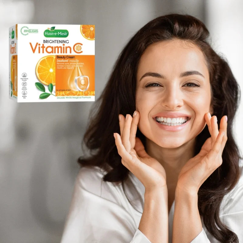 Husn e Mesir Vitamin C Brightening Cream Natural Glow Anti-Blemish Deep Action Formula for Radiant Skin