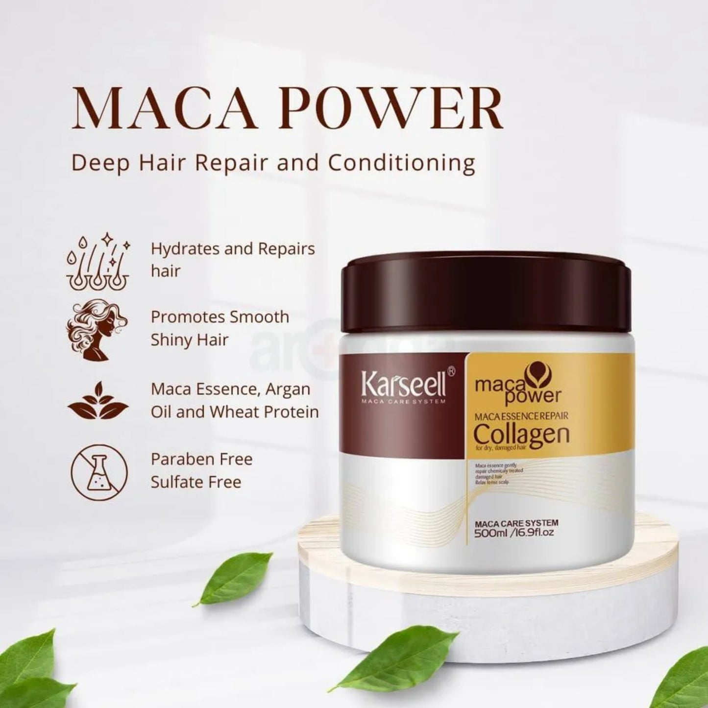 Karseell Collagen Deep Repair Hair Mask 500ml | Argan Oil & Collagen for Smooth, Shiny Hair