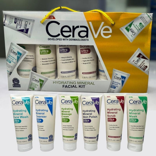 Pack of 6 – CeraVe Hydrating Mineral Facial Kit | Deep Moisture & Skin Repair Skincare Set