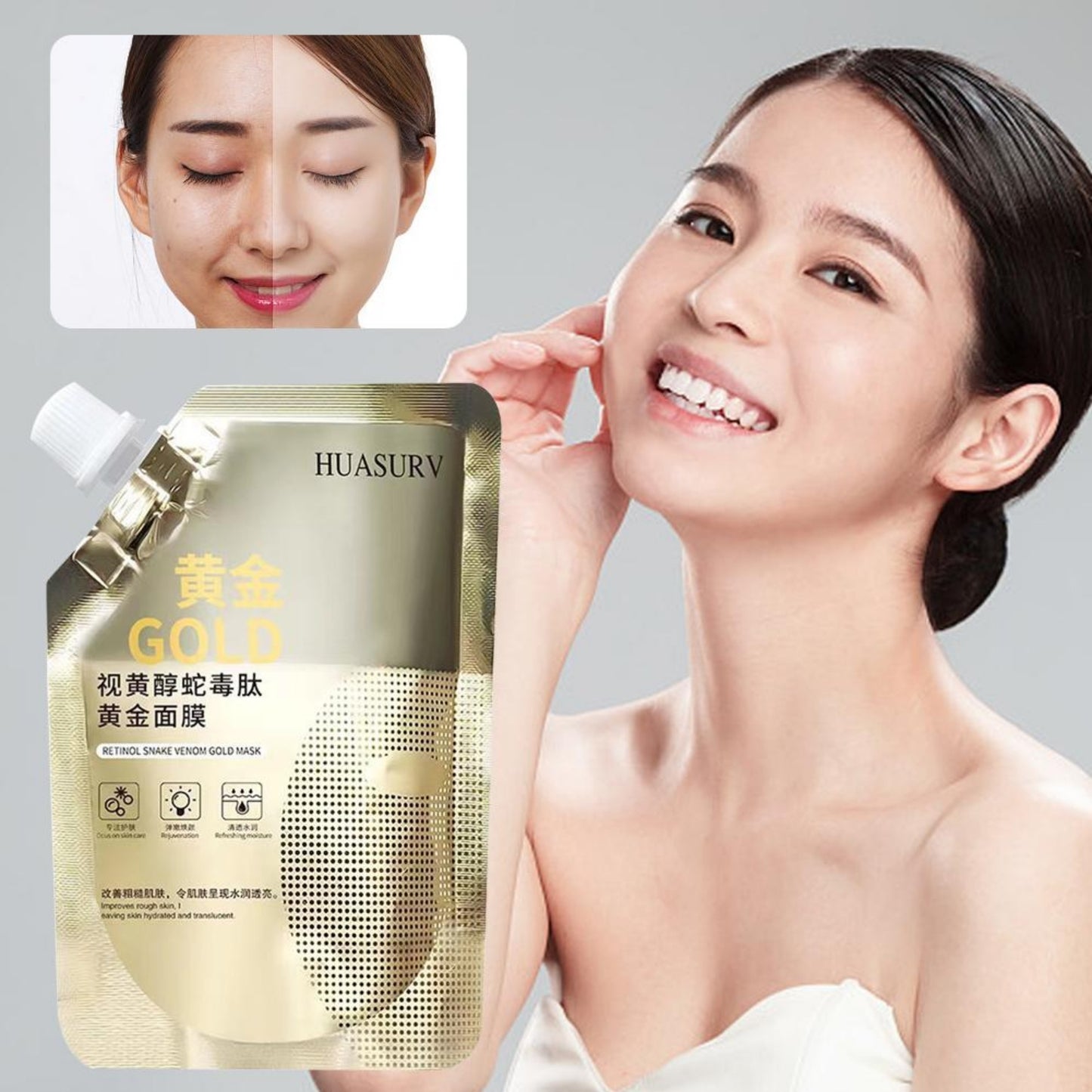 Retinol Snake Venom Peptide Gold Mask | Anti-Aging Moisturizing Brightening Skincare Cream 100g