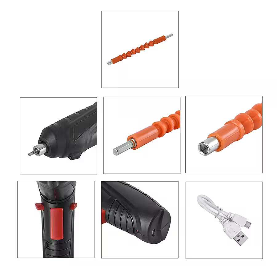 47-Piece Foldable Wireless Electric Screwdriver Kit with Adjustable Torque & USB Charging