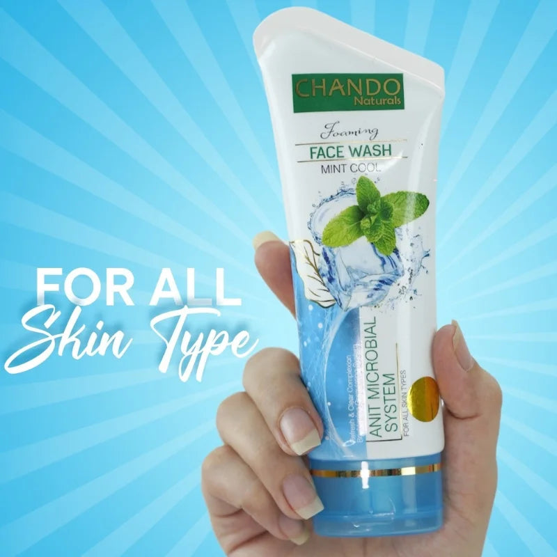 Face Wash | Chando Naturals Mint Cool Anti-Microbial Face Wash 100ml Daily Cleanser for Oily and Acne-Prone Skin