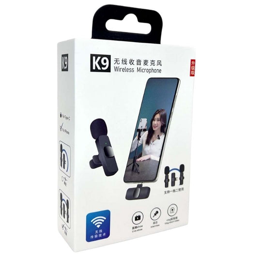 K9 Dual Wireless Lavalier Microphone | Plug & Play USB Type-C  Mic with Auto Sync & Noise Reduction